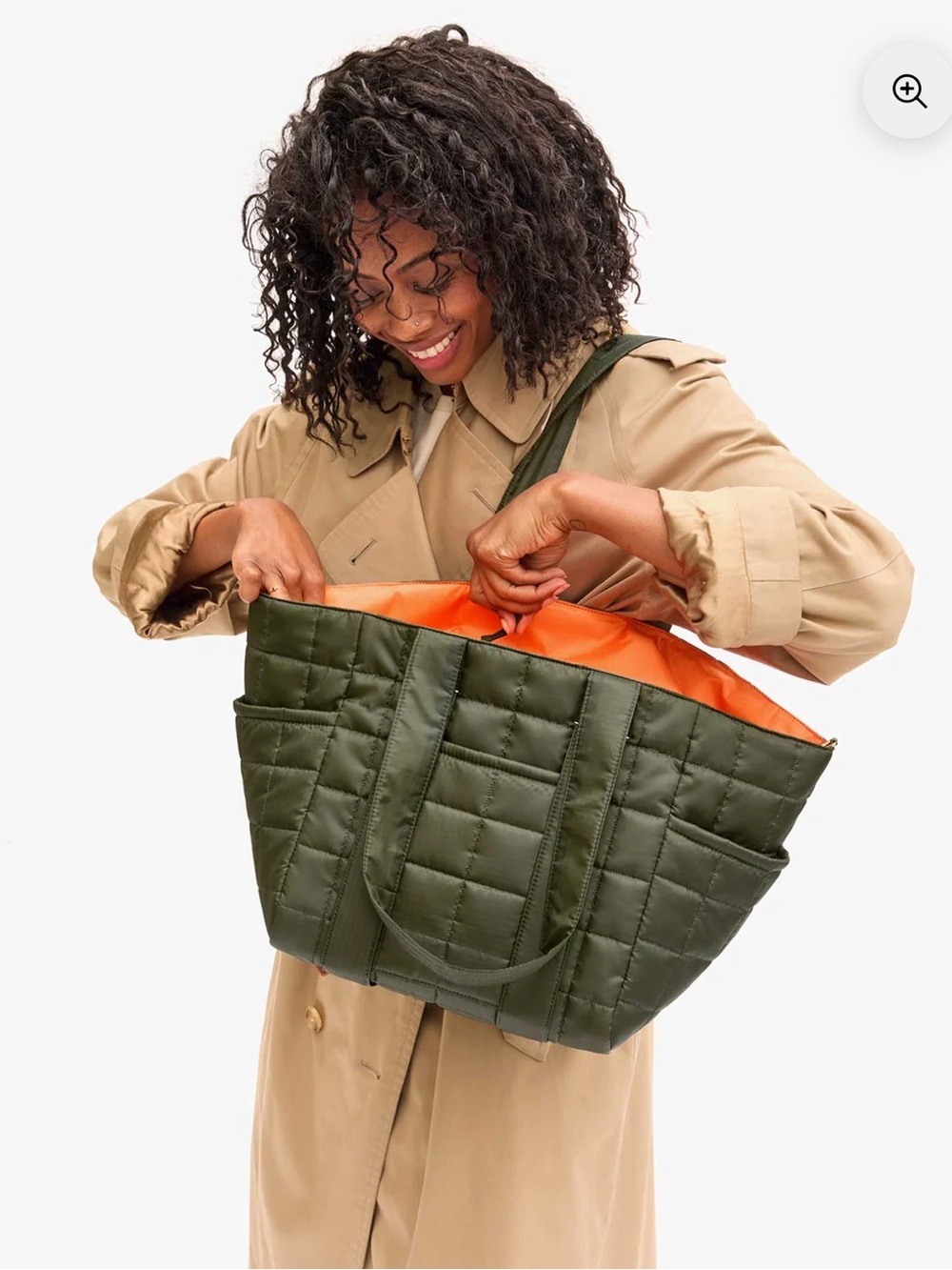 Clare V LE BOX TOTE SPORTIF IN ARMY QUILTED RIPSTOP